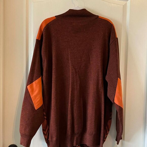 Silver Silk Full Zip Cardigan Sweater with a Faux Leather Elbow Men's XXL - Picture 3 of 7